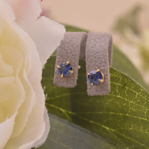Blue Sapphire Yellow Gold Stud Earrings