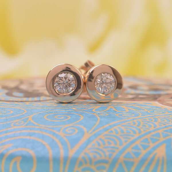 18ct Yellow Gold, Bezel Set Diamond Studs – Azure Jewellery Workshop