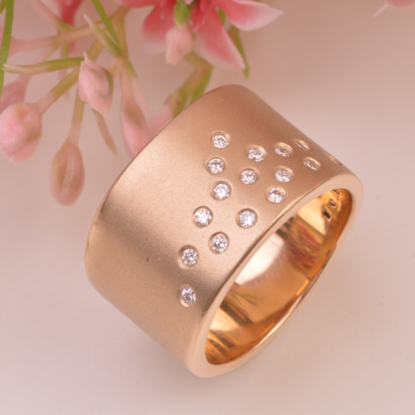Broad Gold & Diamond Dress Ring