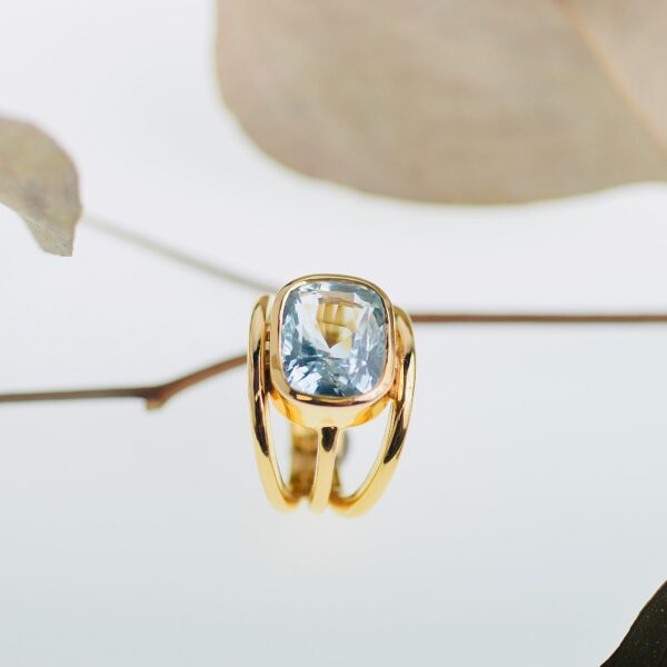 Aquamarine & Gold Dress Ring