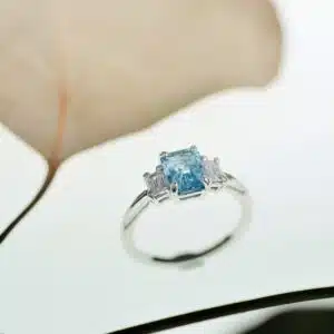 Aquamarine and Diamond Trilogy Ring