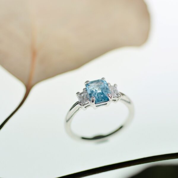 Aquamarine and Diamond Trilogy Ring
