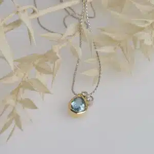 Aquamarine & Diamond Pendant & Necklace