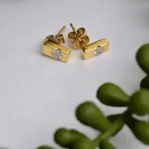 Gold & Diamond Stud Earrings