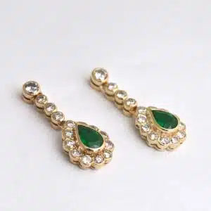 Emerald and Diamond Drop Earrings