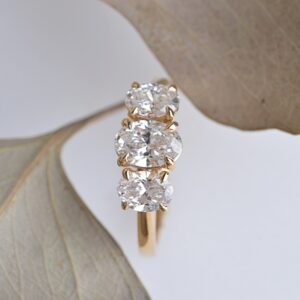 Julia - Trilogy oval laboratory diamond ring in 18ct yellow gold