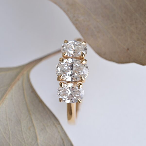 Julia - Trilogy oval laboratory diamond ring in 18ct yellow gold