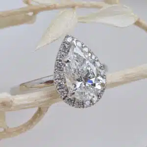 Pear Shape Halo Diamond Ring