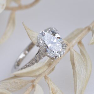 Calsey - Oval laboratory diamond solitaire ring in platinum