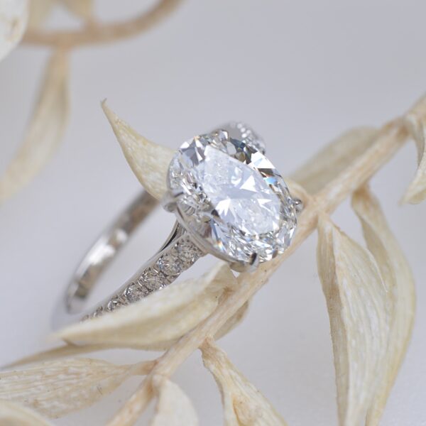 Calsey - Oval laboratory diamond solitaire ring in platinum