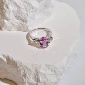 2.63ct Pink Natural Sapphire & Diamond Trilogy Ring